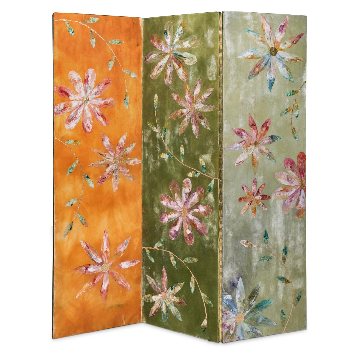 Screen Flower Labyrinth Velvet Gold Foil Silk Wood Anna Paola Cibin Italiano Plurale artist