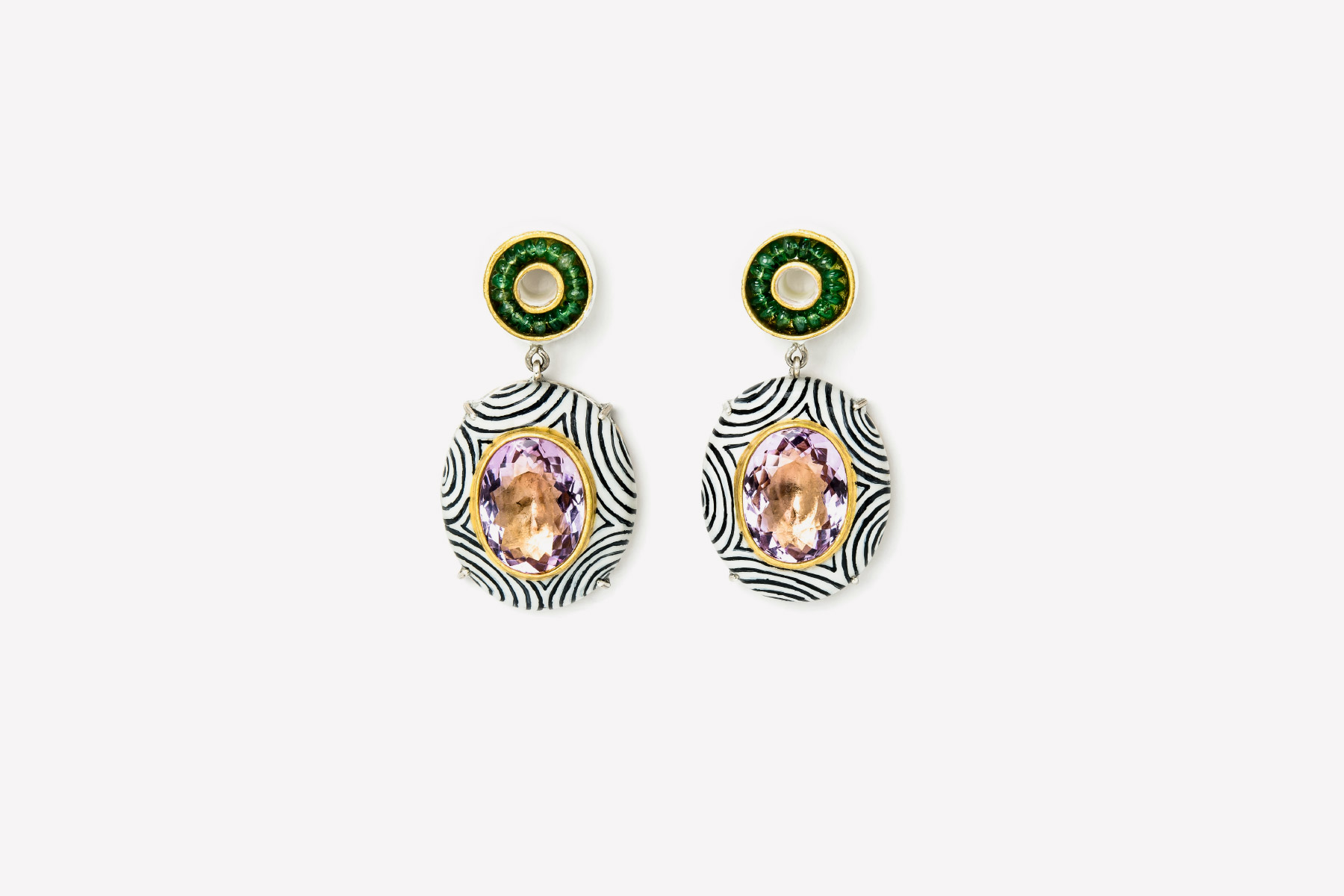 Gian Luca Bartellone one of a kind Earrings Audeo emeralds gold silver Italiano Plurale