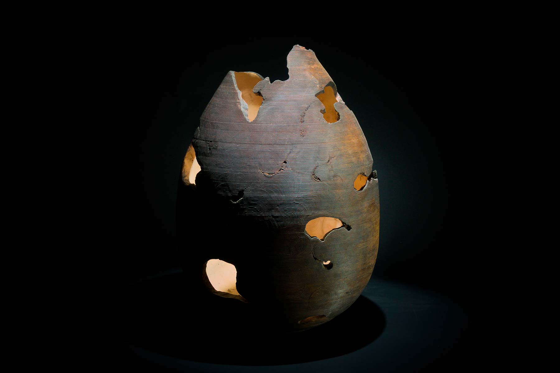 Sculpture Millerighe wood cypress shellac iron oxide Lorenzo Franceschinis Italiano Plurale artist