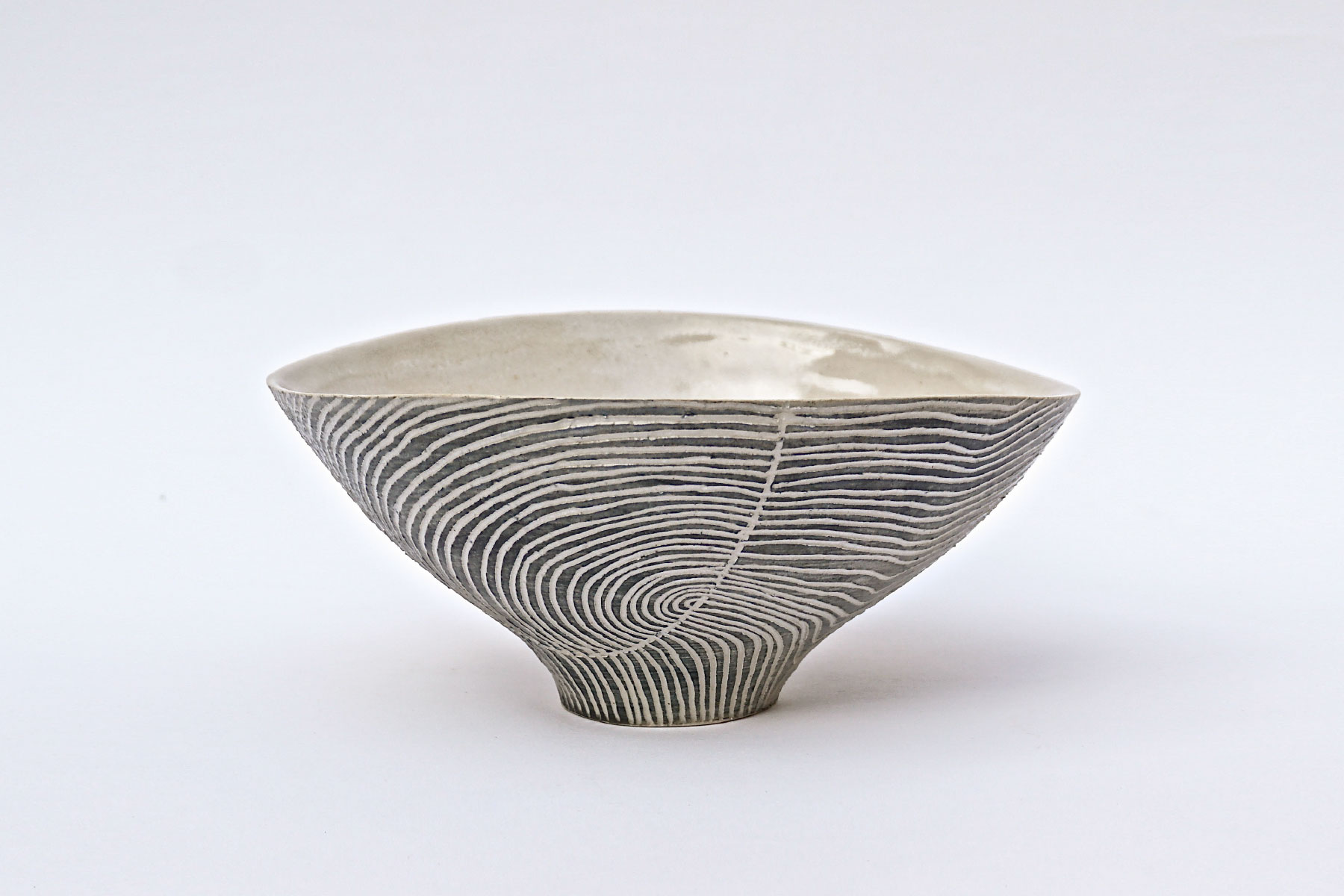 Bowl Contour Lines Bowl White Stoneware 1260 C Sara Federici Italiano Plurale artist