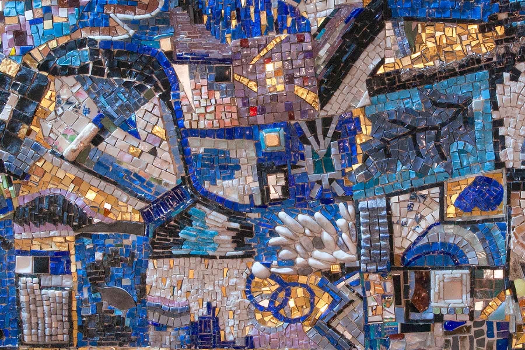 Mosaic Blue Experience glass tiles stones Ursula Corsi