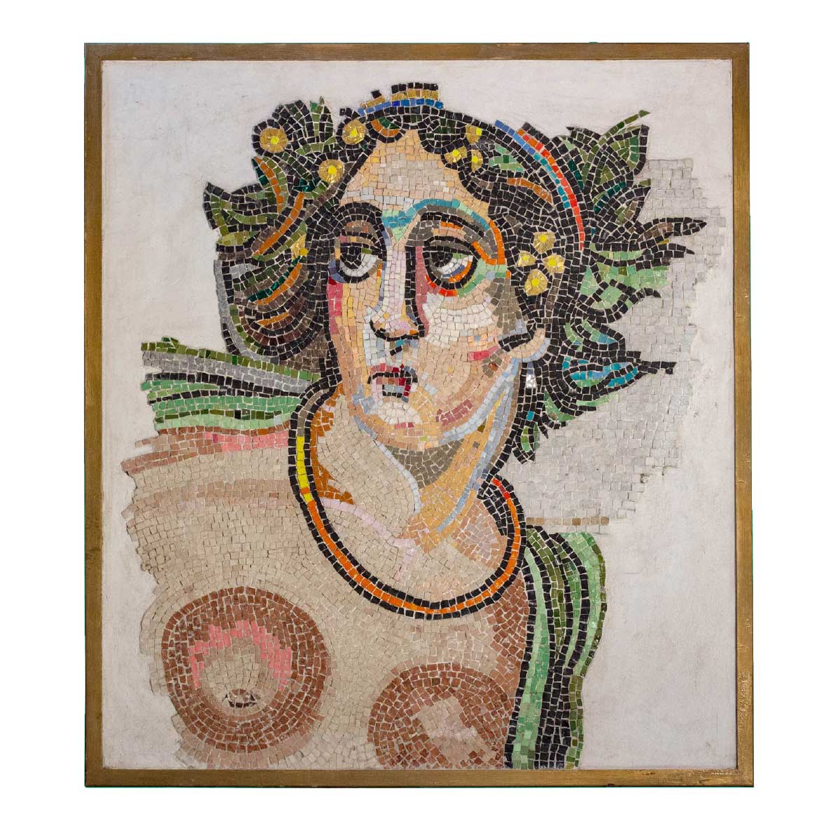 Ursula Corsi Mosaic Roman Pop glasses stones marble wooden frame Italiano Plurale