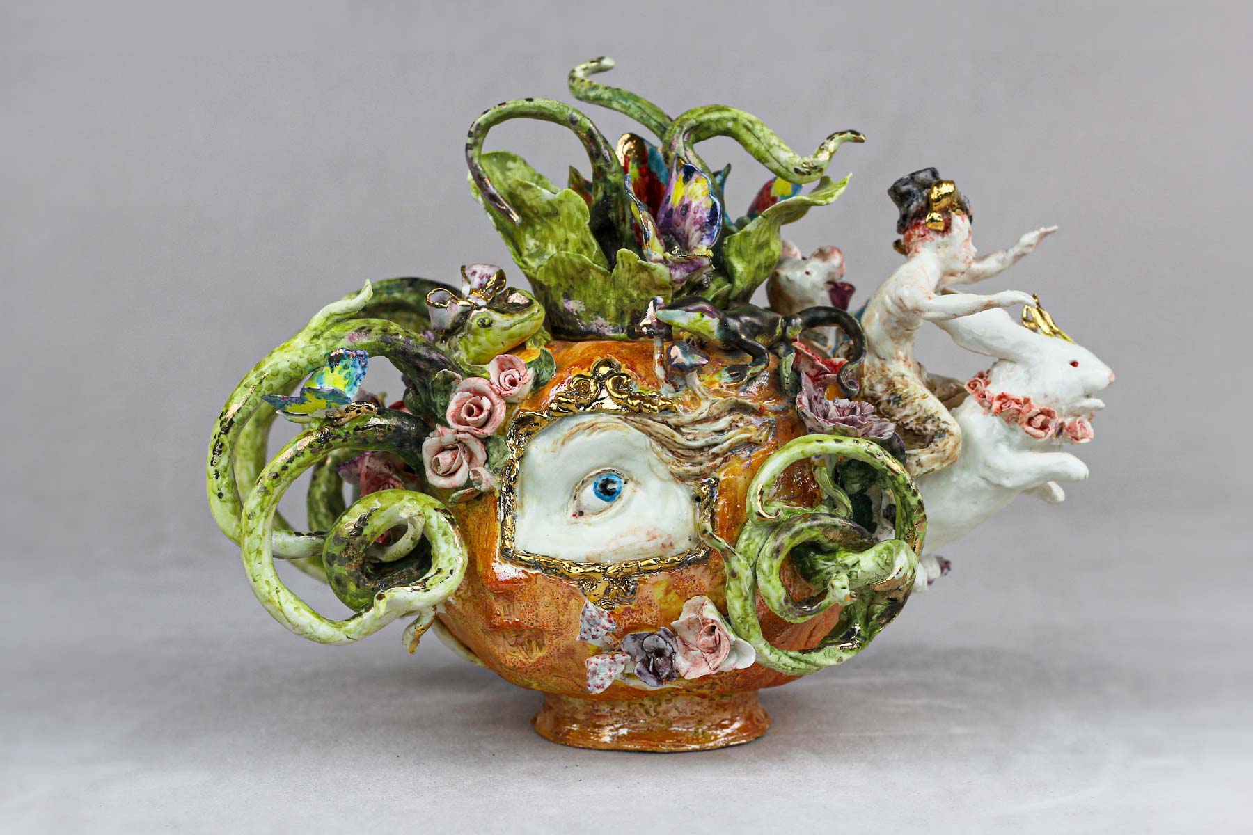 Cecilia Coppola teapot pumpkin porcelain gold Italiano Plurale