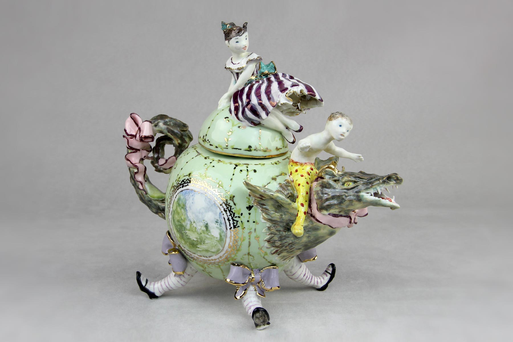 Teapot Fly away with me porcelain gold Cecilia Coppola