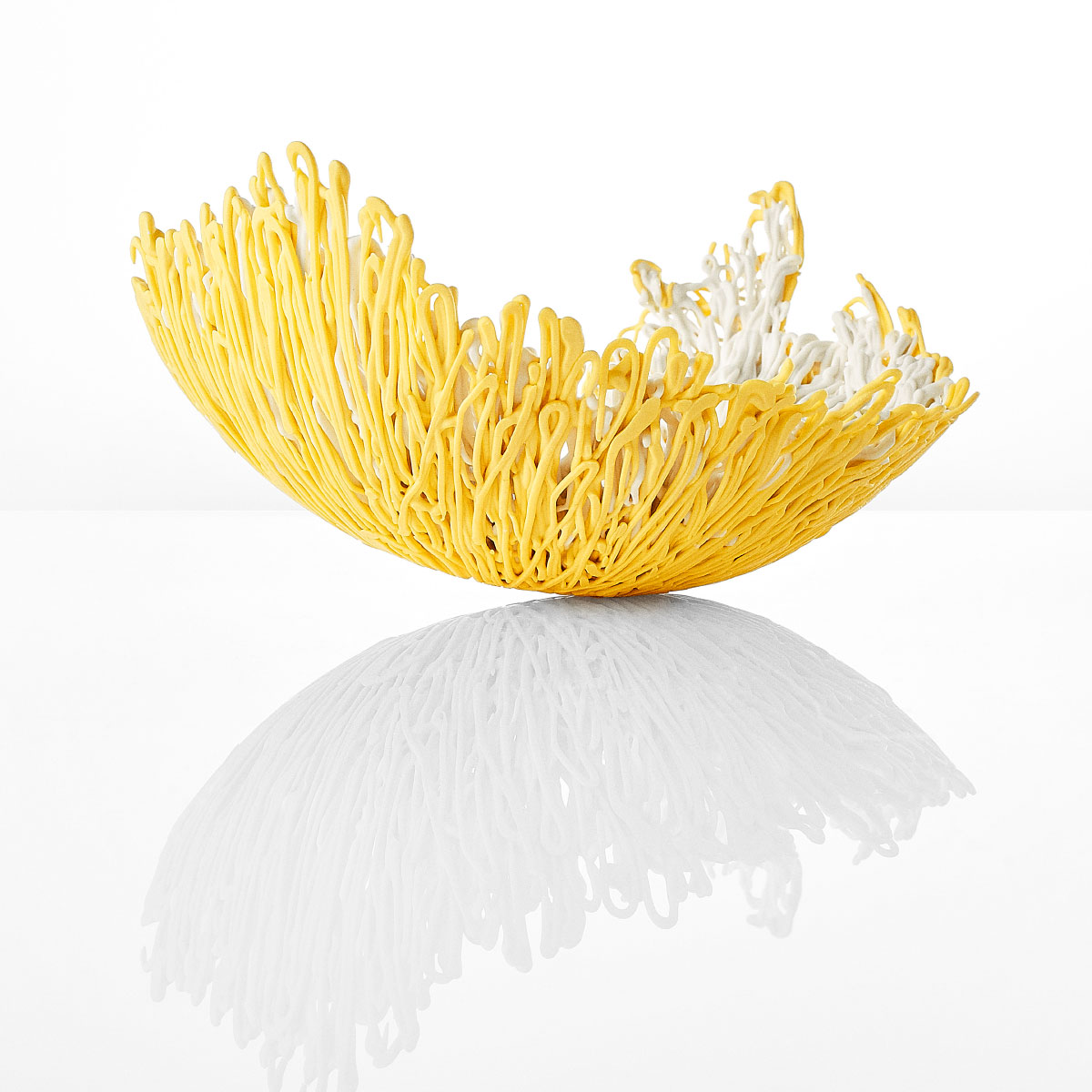 Sculpture Riccio Porcelain yellow pigment Livia Marasso Italiano Plurale artist